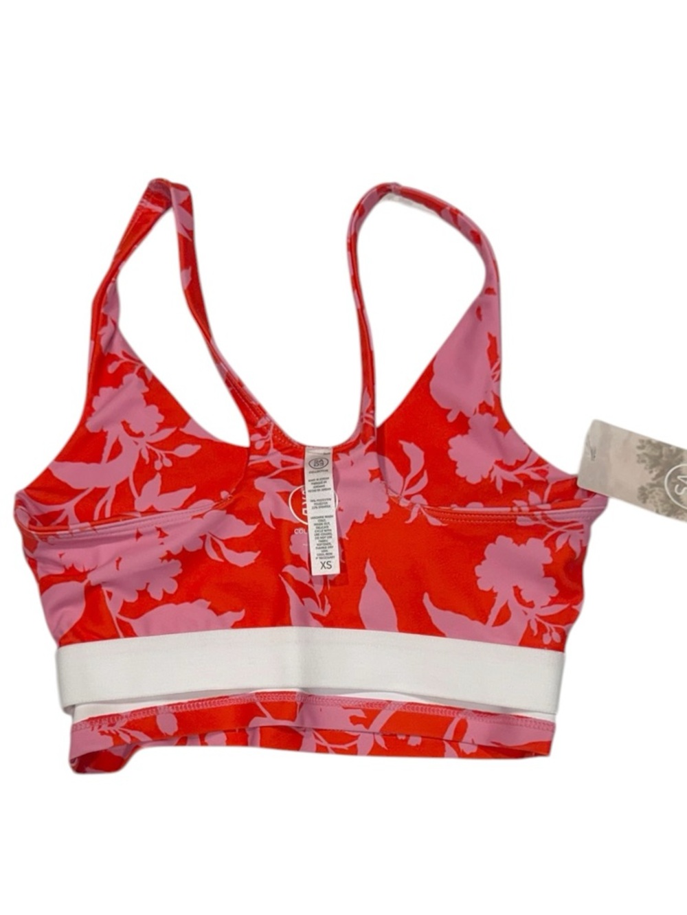 SAGE COLLECTIVE Vibrant Hothouse Floral Lava Red Pink Sports Bra Crop NWT XS - Picture 9 of 10